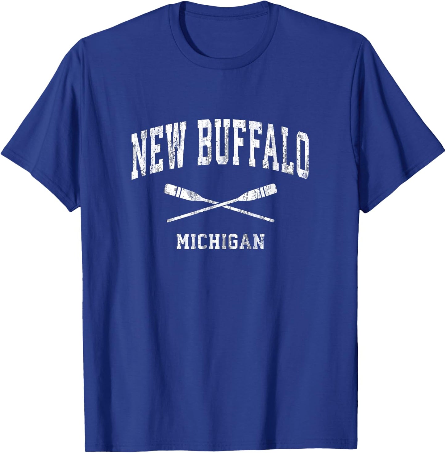 New Buffalo Michigan Vintage Nautical Paddles Sports Oars T-Shirt - T-Shirt | Royal