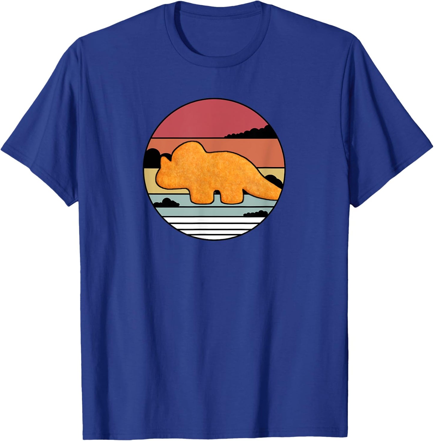 Dino Triceratops Chicken Nugget Retro | Vintage Dinosaur T-Shirt - T-Shirt | Royal