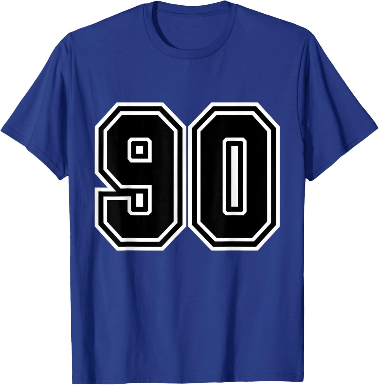 Number 90 White Black Varsity T-Shirt - T-Shirt | Royal