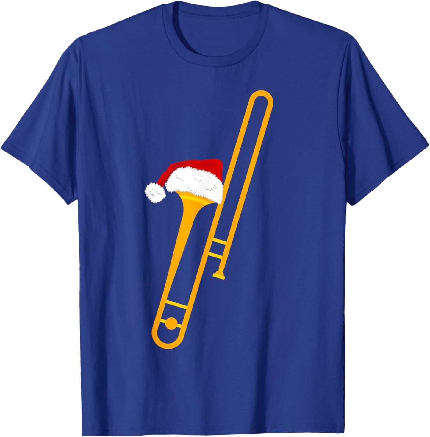 Santa Hat And Trombone Cool Christmas Novelty T-Shirt - T-Shirt | Royal