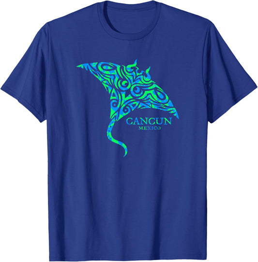 Vintage Cancun Mexico Souvenir Colorful Stingray Men T-Shirt - T-Shirt | Royal