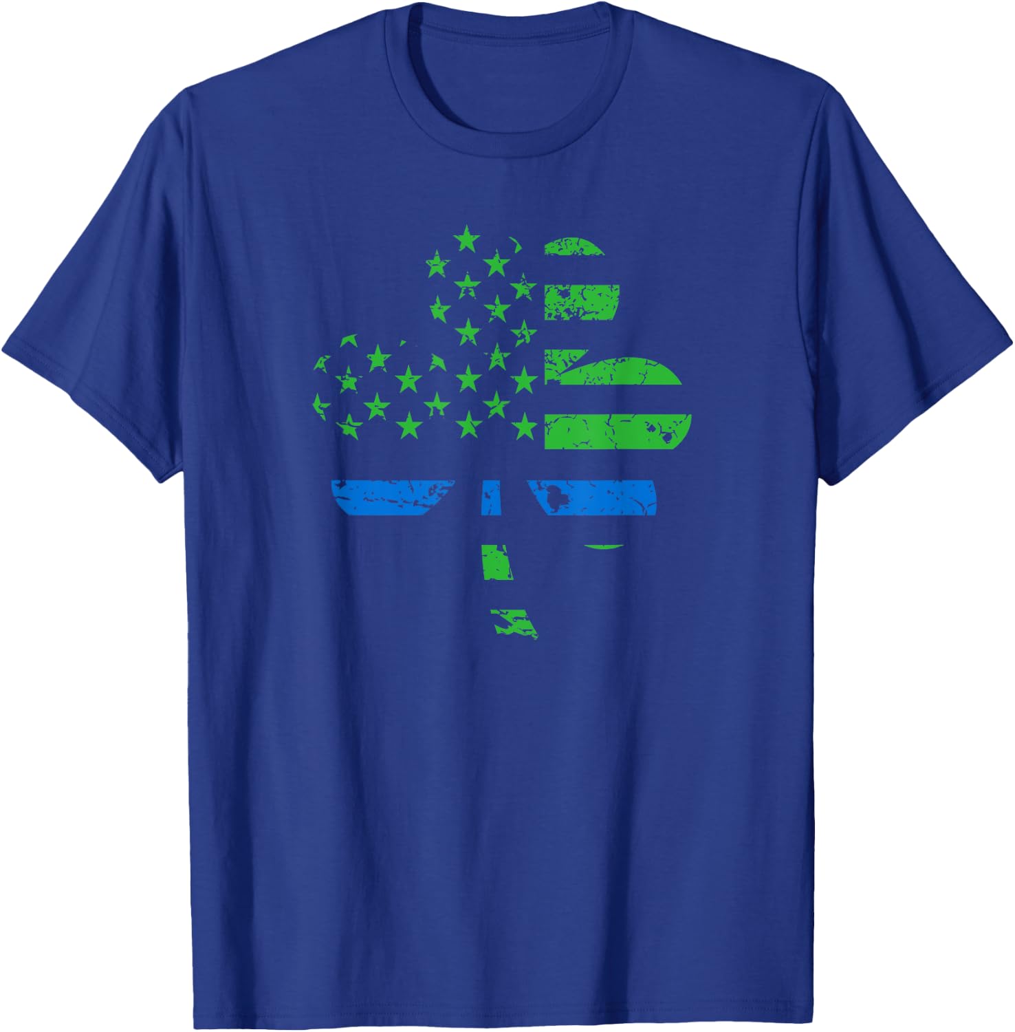 Shamrock USA Flag Thin Blue Line Police St. Patrick's Day T-Shirt - T-Shirt | Royal