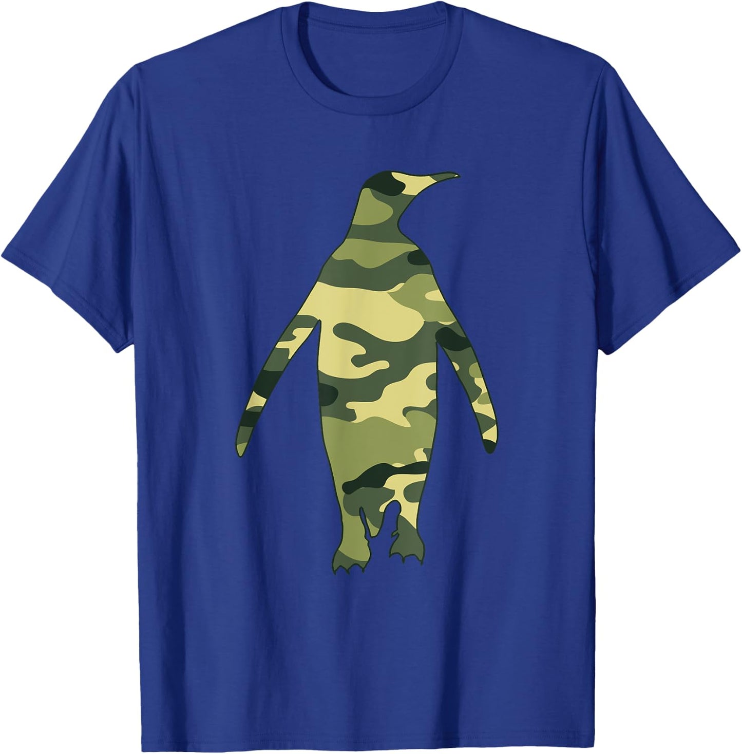 Military Penguin Camo Men Print US Bird Animal Veteran Gift T-Shirt - T-Shirt | Royal