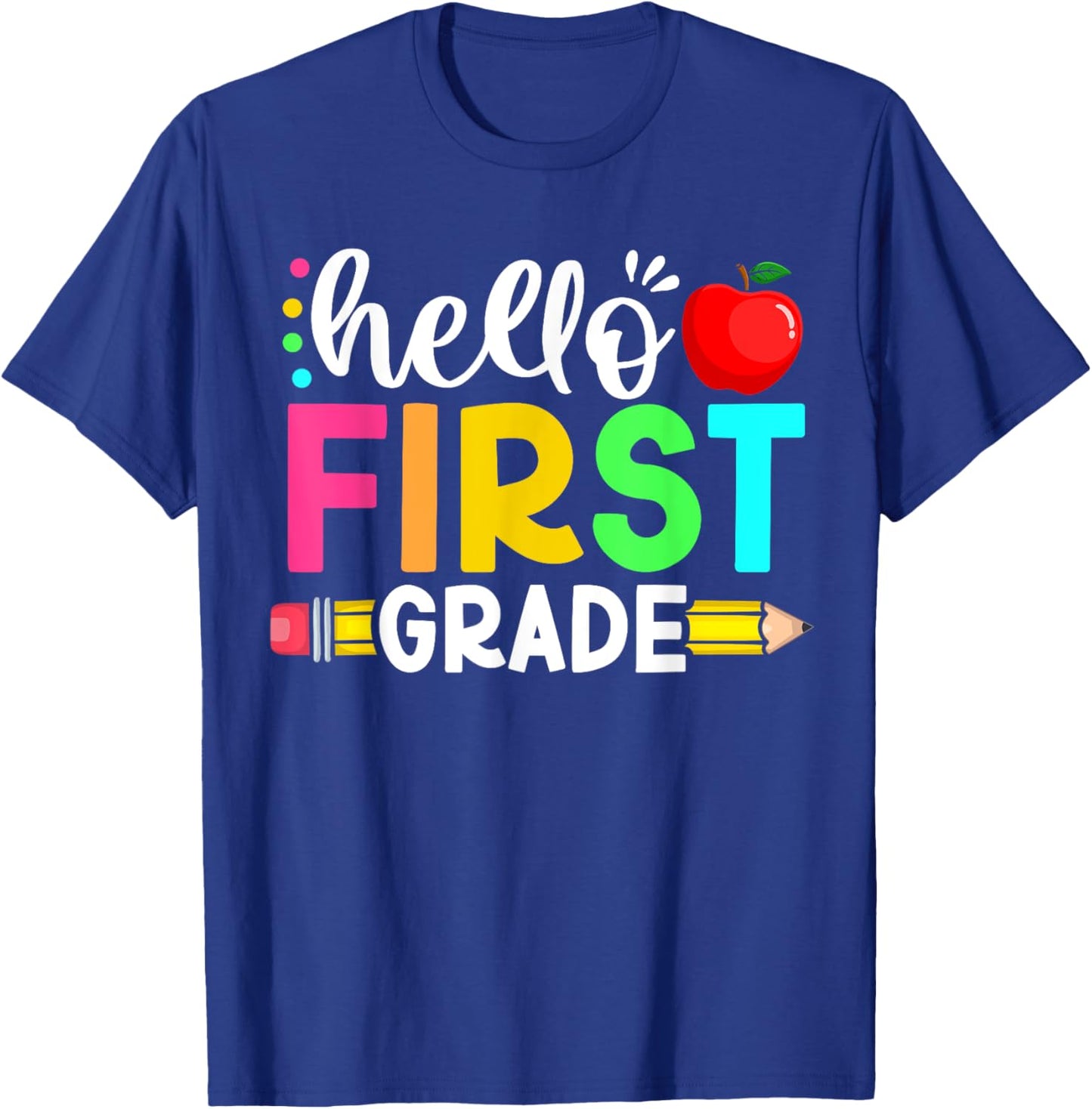 Hello First 1st Grade Back To School Teachers Boys Girls T-Shirt - T-Shirt | Royal