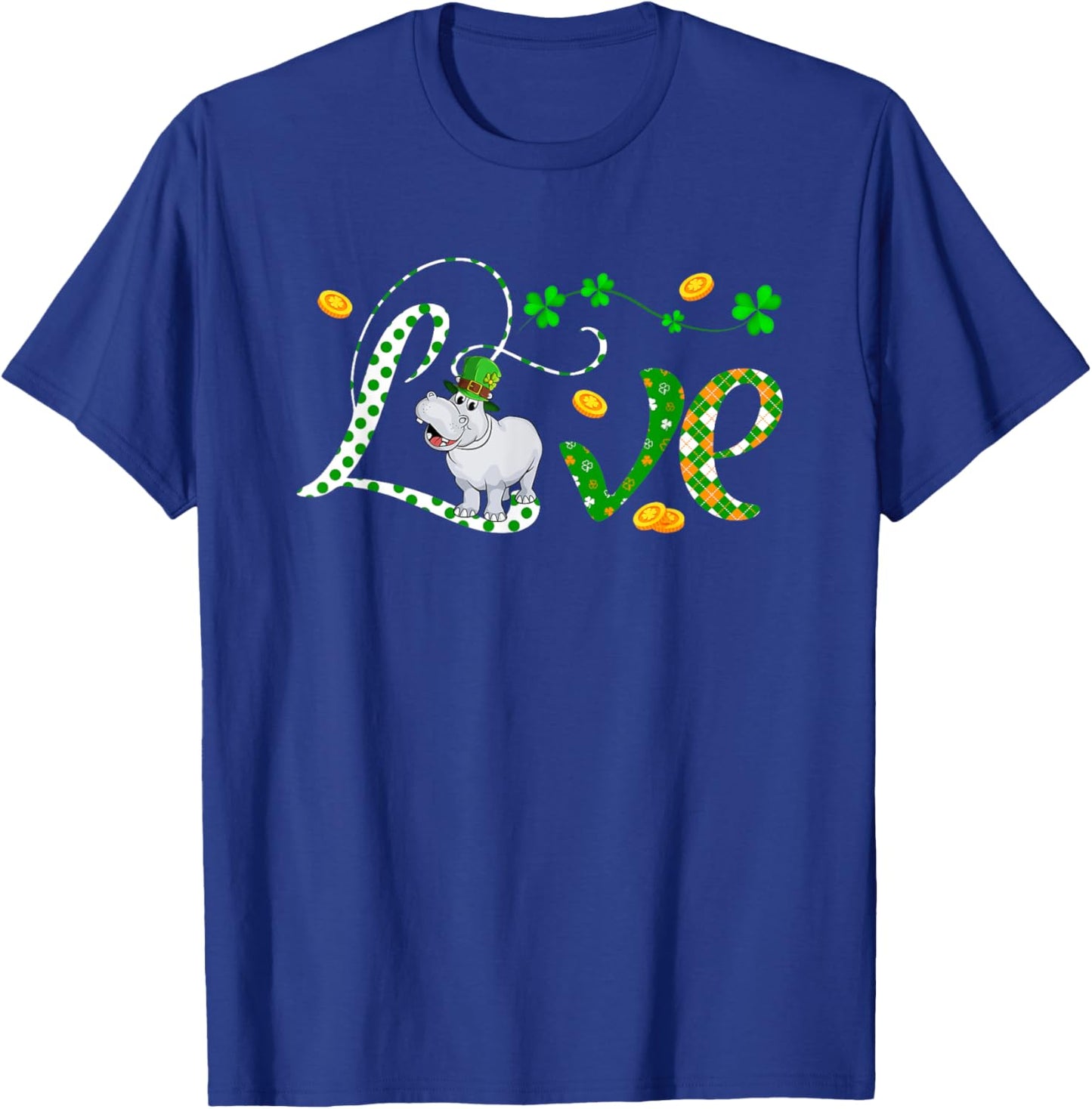 LOVE St. Patrick's Day Hippo Costume Clovers Lover Kids T-Shirt - T-Shirt | Royal