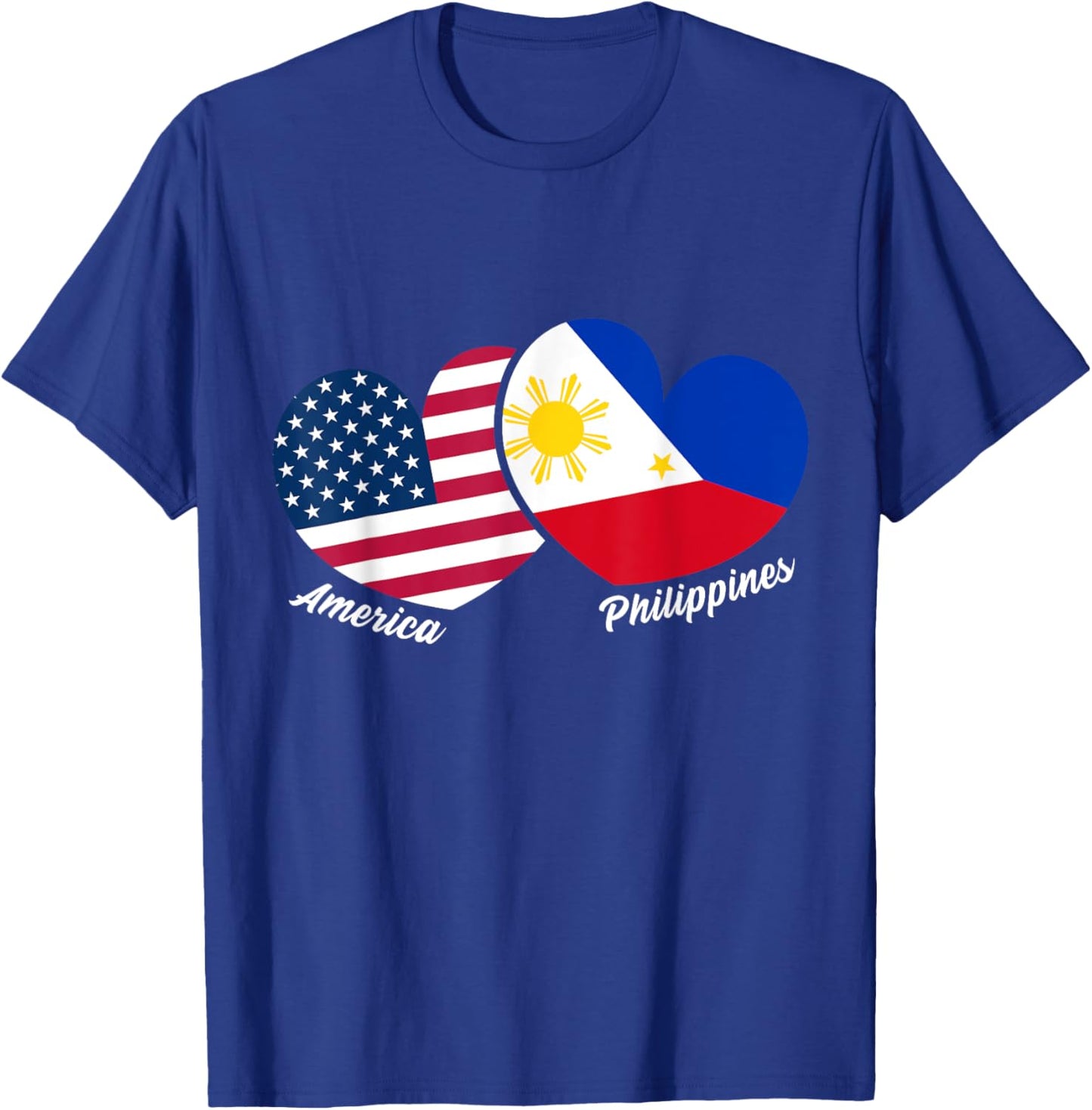 America Philippines Flag Heart American Filipino Pinoy T-Shirt - T-Shirt | Royal