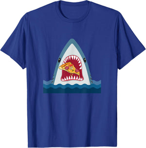 Shark Design Shark Eating Pizza Food Lover Gift T-Shirt - T-Shirt | Royal