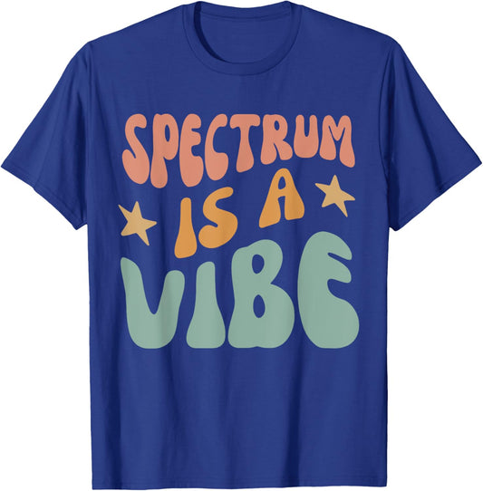 Spectrum Is A Vibe Black Small Modern Classic Short Sleeve Polyester 100% Cotton Blend All Seasons Family, All Ages T-Shirt - T-Shirt | Royal