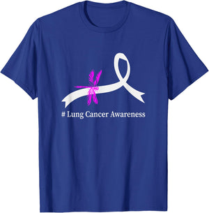 White Ribbon Gift Lung Cancer Awareness -Adults Black Modern Awareness T-Shirt - T-Shirt | Royal