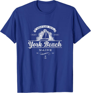 York Beach ME Sailboat Vintage Nautical Men Women Girls Kids T-Shirt - T-Shirt | Royal