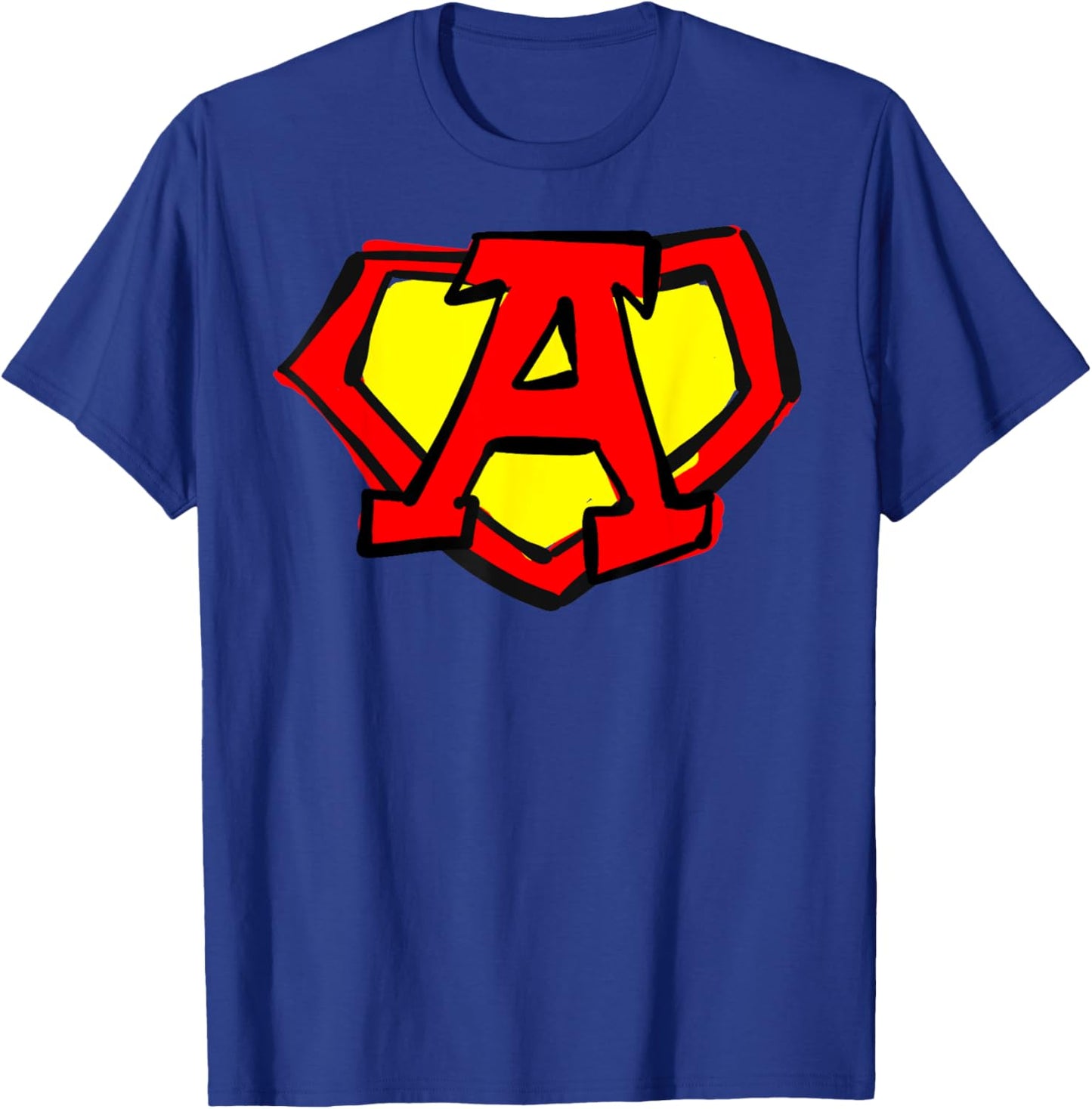 Superhero Letter on Chest A cute cartoon version T-Shirt - T-Shirt | Royal