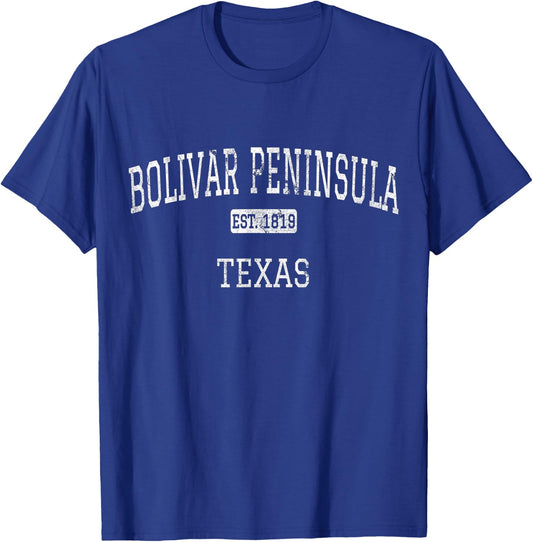 Bolivar Peninsula Texas TX Vintage T-Shirt - T-Shirt | Royal