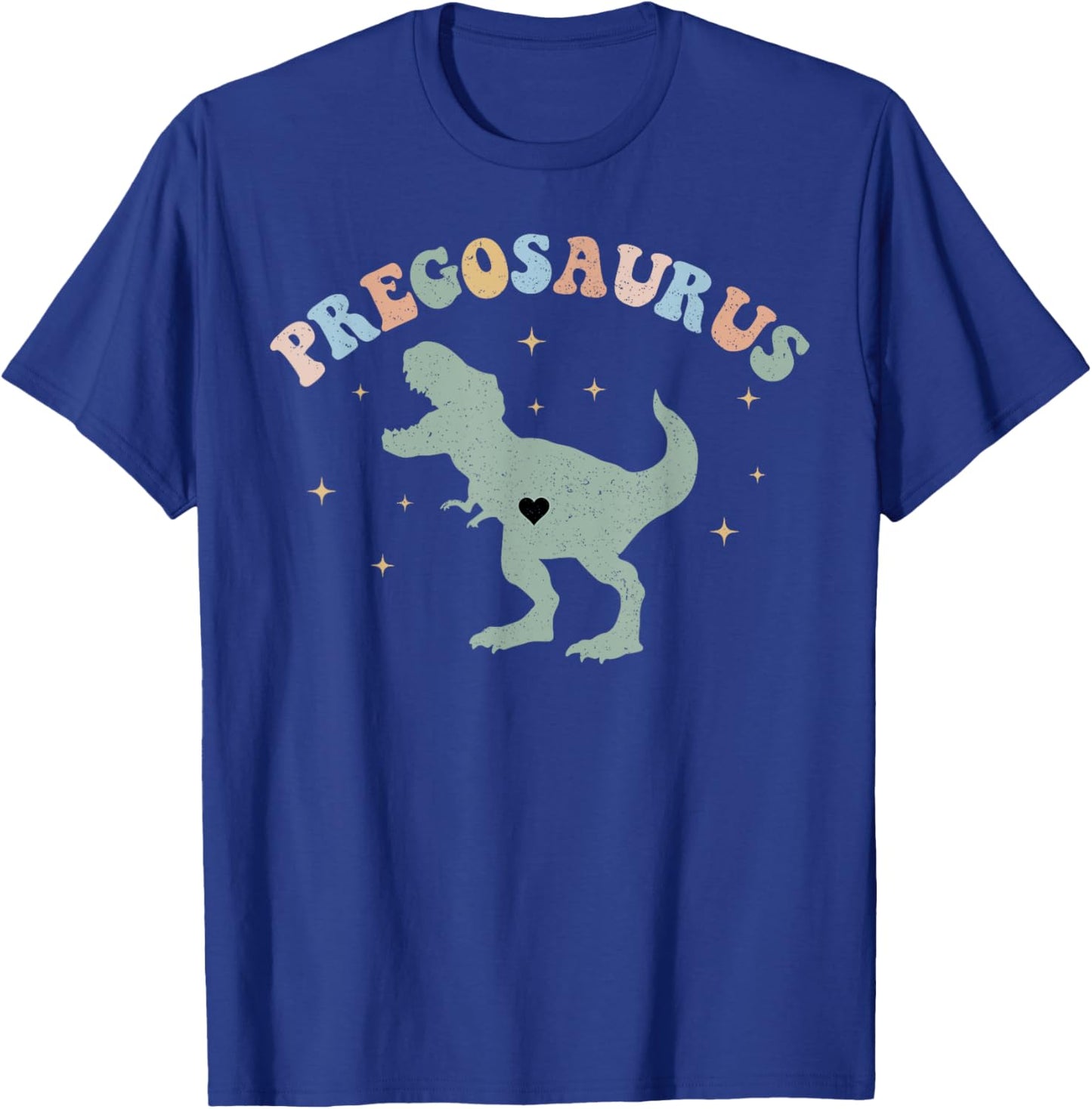 Retro Pregosaurus Pregnant Dinosaur Pregnancy Announcement T-Shirt - T-Shirt | Royal