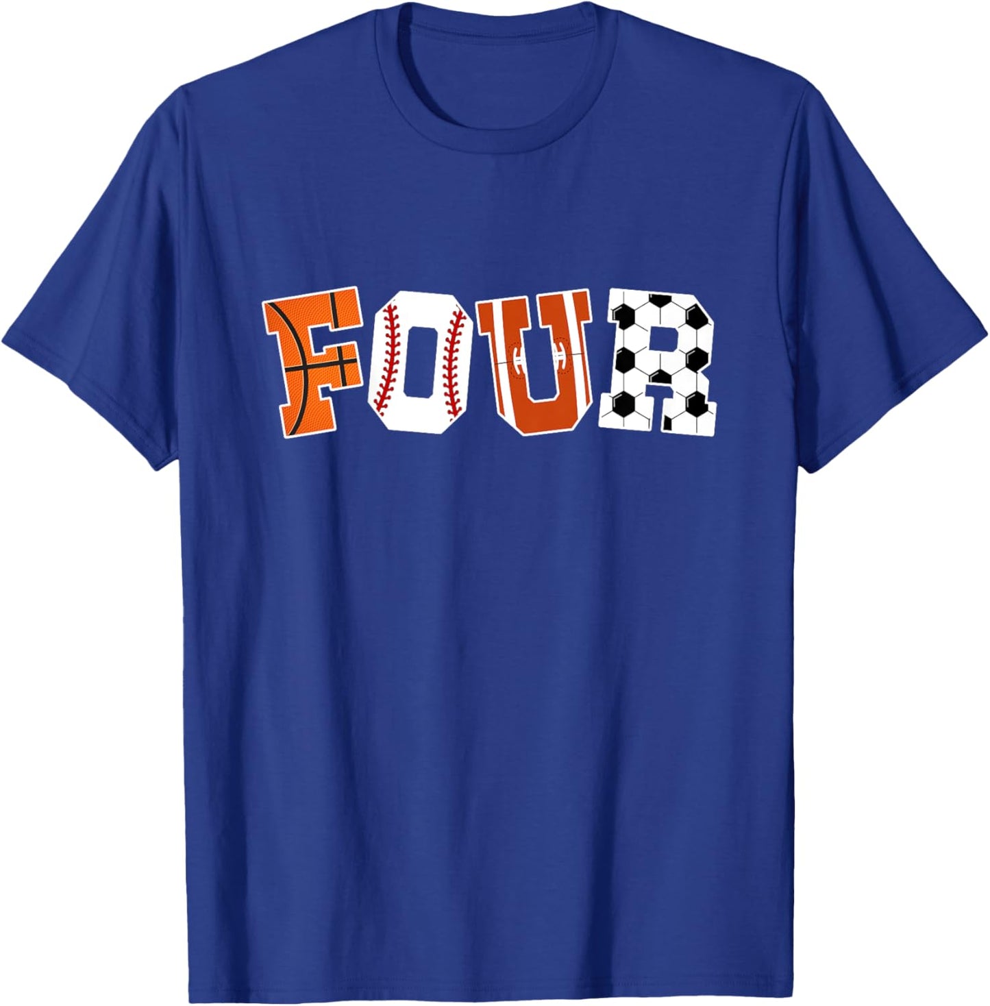 Kids 4th Birthday Sports Birthday Party 4 Year Old Boy T-Shirt - T-Shirt | Royal