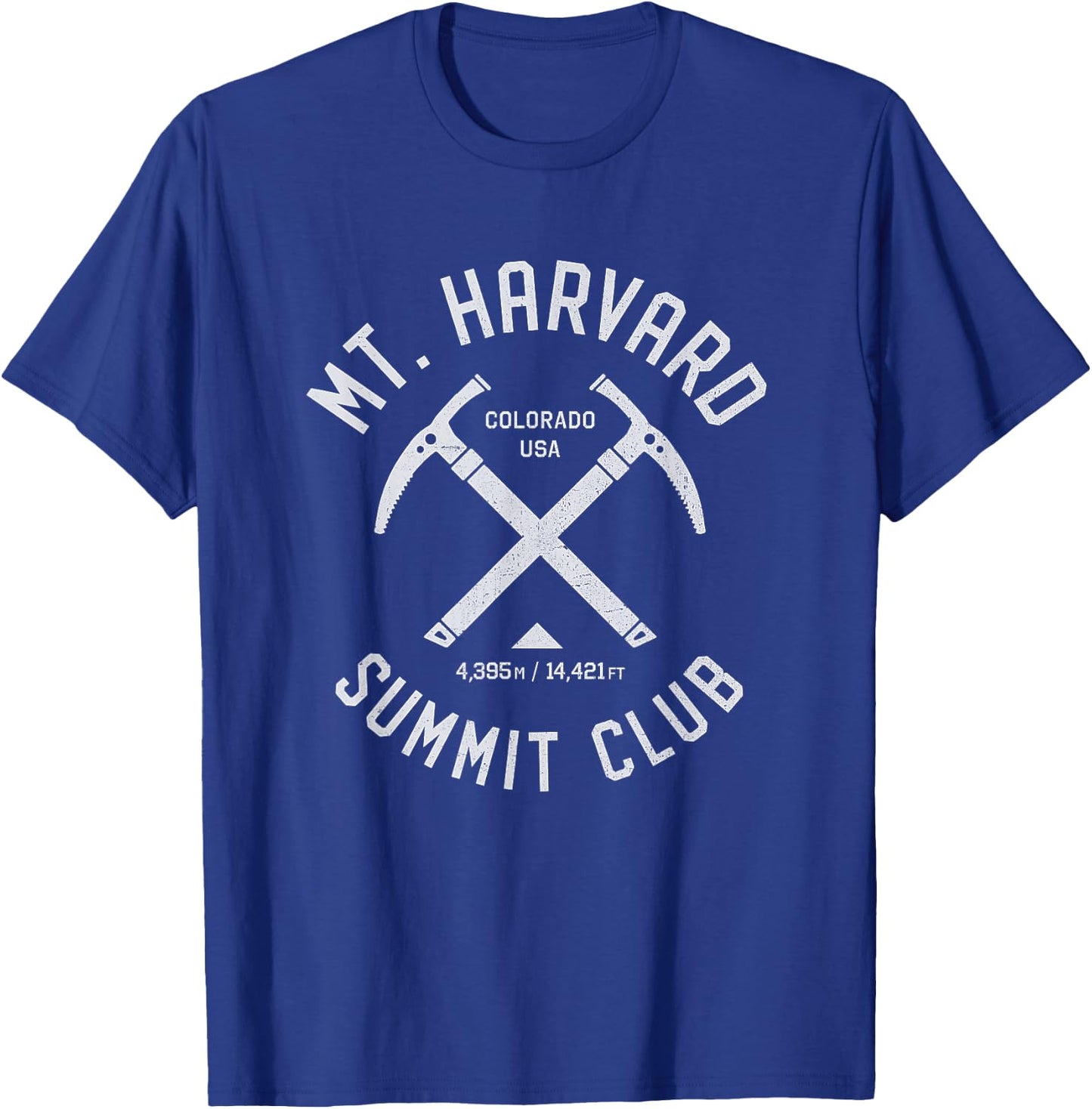 Mount Harvard Summit Club | I climbed Mt Harvard Distressed T-Shirt - T-Shirt | Royal