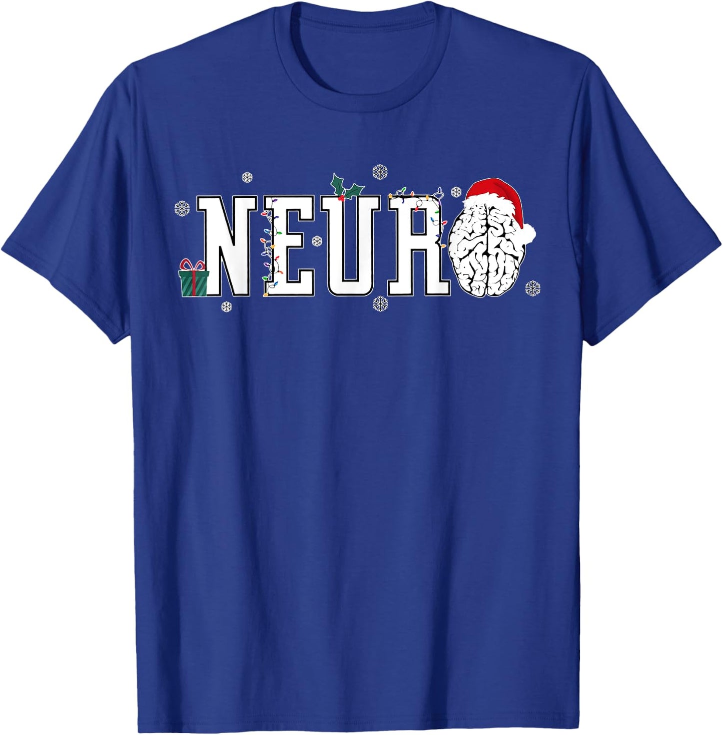 Neuro Nurse Brain Santa Hat Neuroscience Nursing Christmas T-Shirt - T-Shirt | Royal