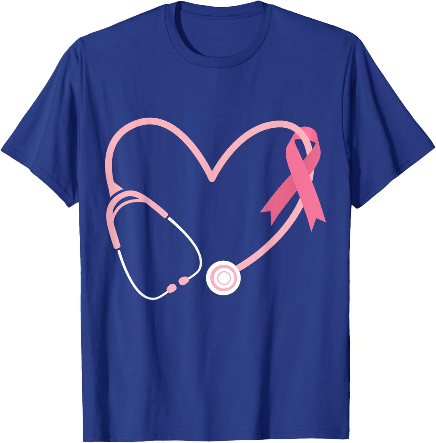 Doctor Nurse Heart Love Pink Ribbon Cute Breast Cancer Gifts T-Shirt - T-Shirt | Royal