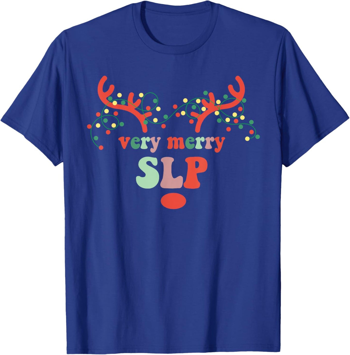 Very Merry SLP Reindeer Christmas Speech Therapist Xmas T-Shirt - T-Shirt | Royal
