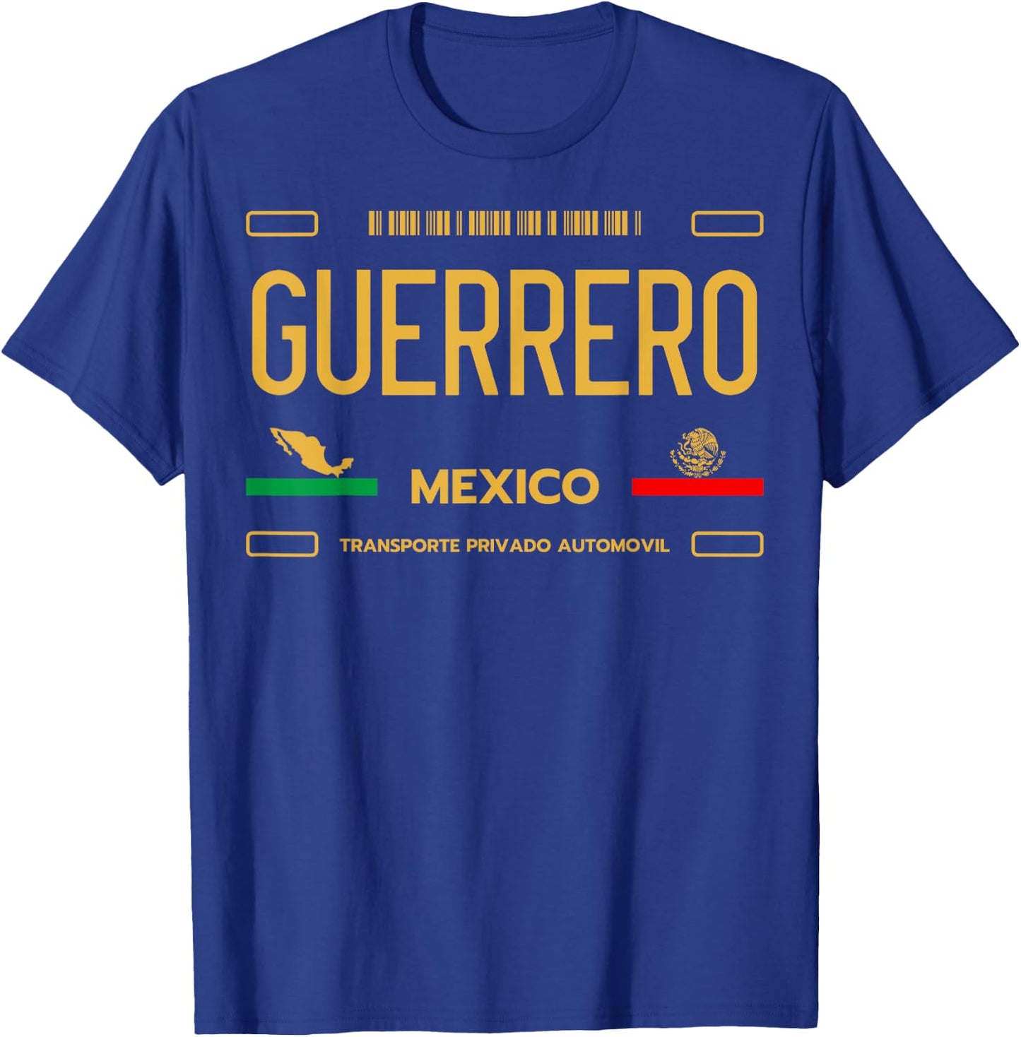 Guerrero License Plate, Guerrero Mexico T-Shirt - T-Shirt | Royal