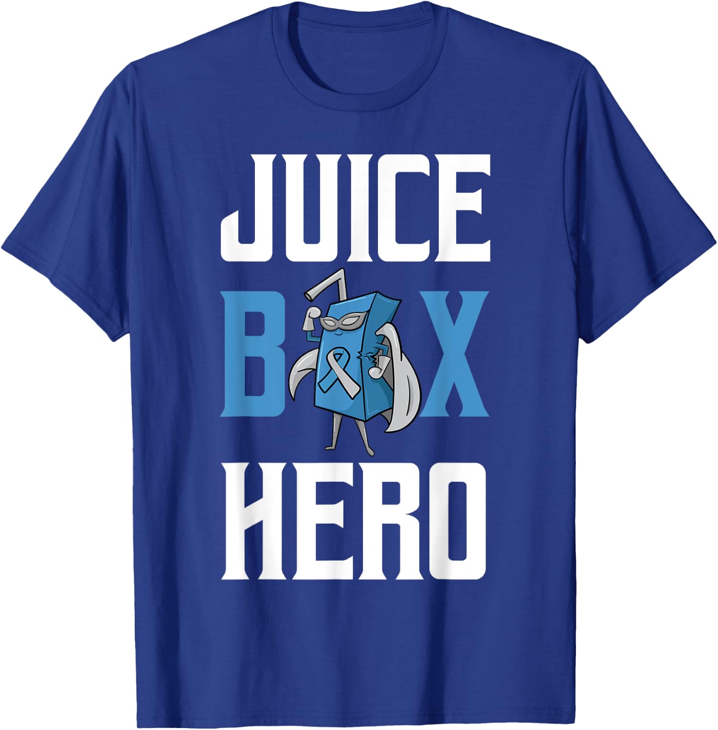 Juice Box Hero Diabetes Blue Ribbon Endocrinologist Diabetic T-Shirt - T-Shirt | Royal