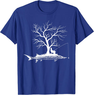 Graphic Tree Fishing Rod - Fish Sturgeon Fish T-Shirt - T-Shirt | Royal