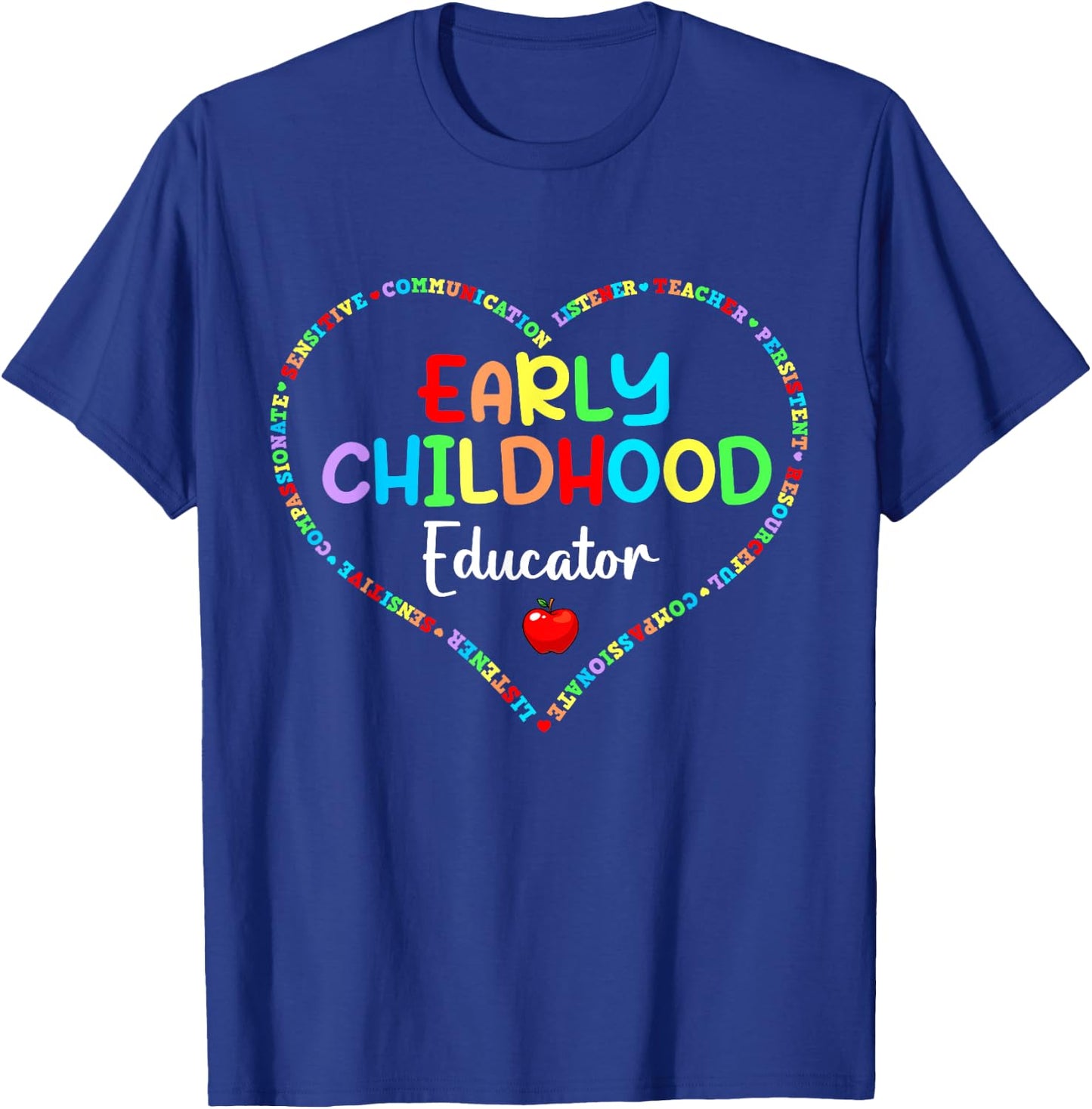 Early Childhood Educator Gift Men -Kids Black Cotton 60% Polyester 40% Short Sleeve Modern Cute T-Shirt - T-Shirt | Royal