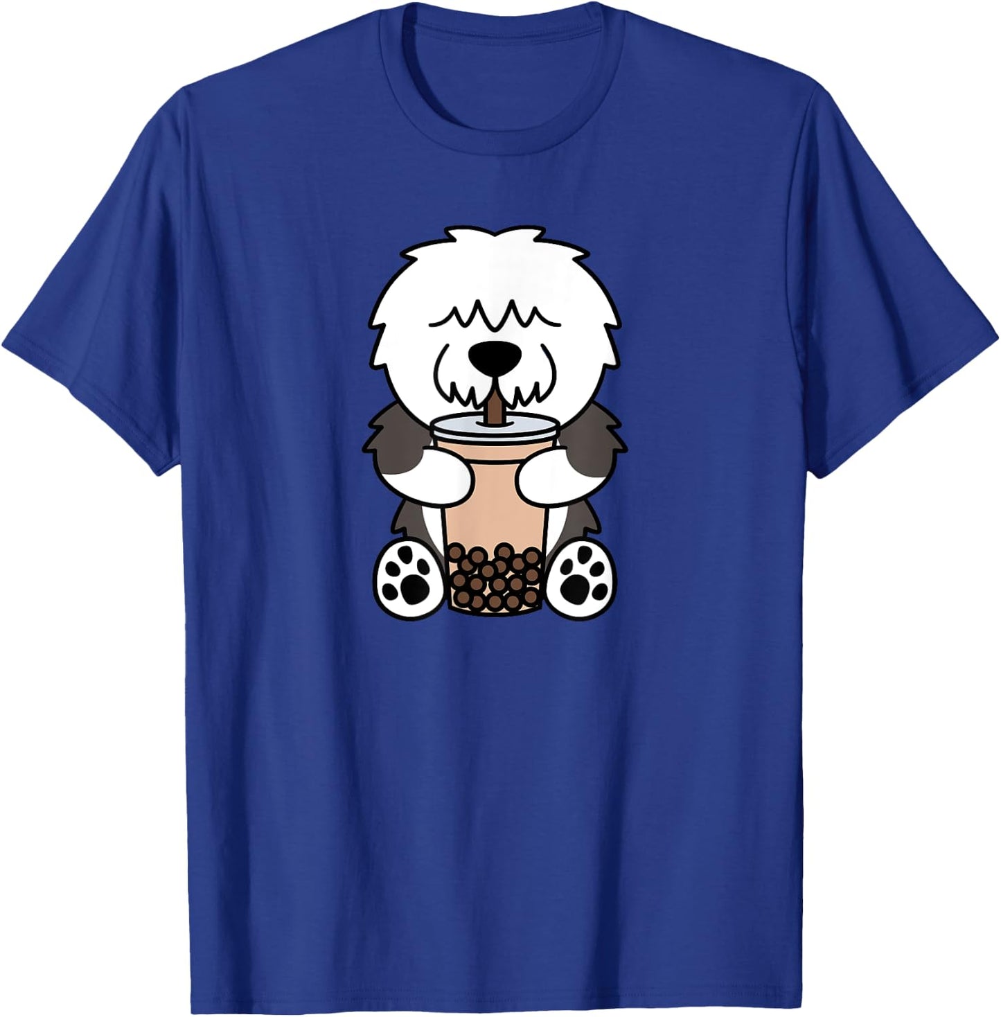 Boba Bubble Milk Tea Old English Sheepdog Dog T-Shirt - T-Shirt | Royal