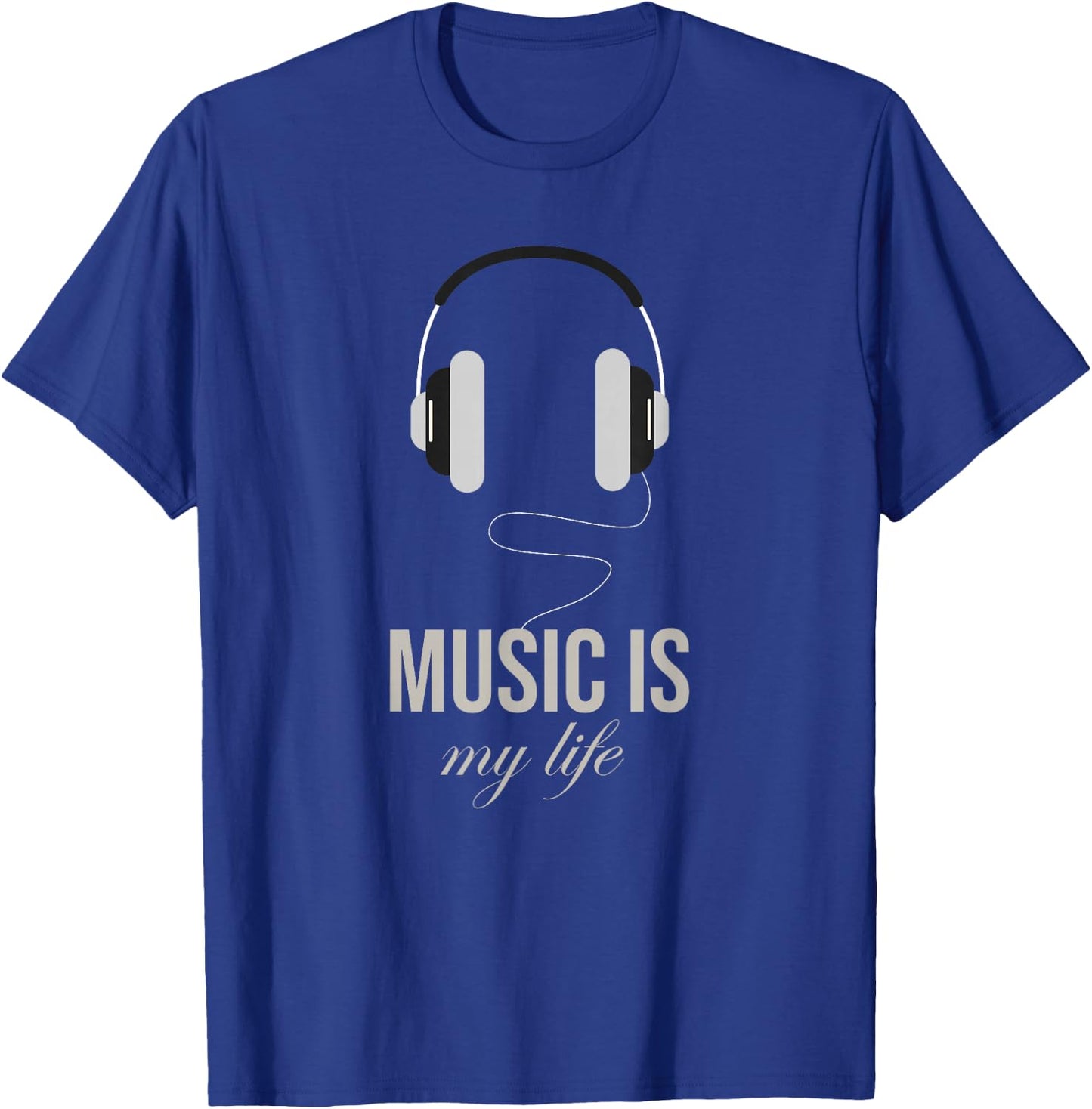 Music is My Life Headphones Gift T-Shirt - T-Shirt | Royal
