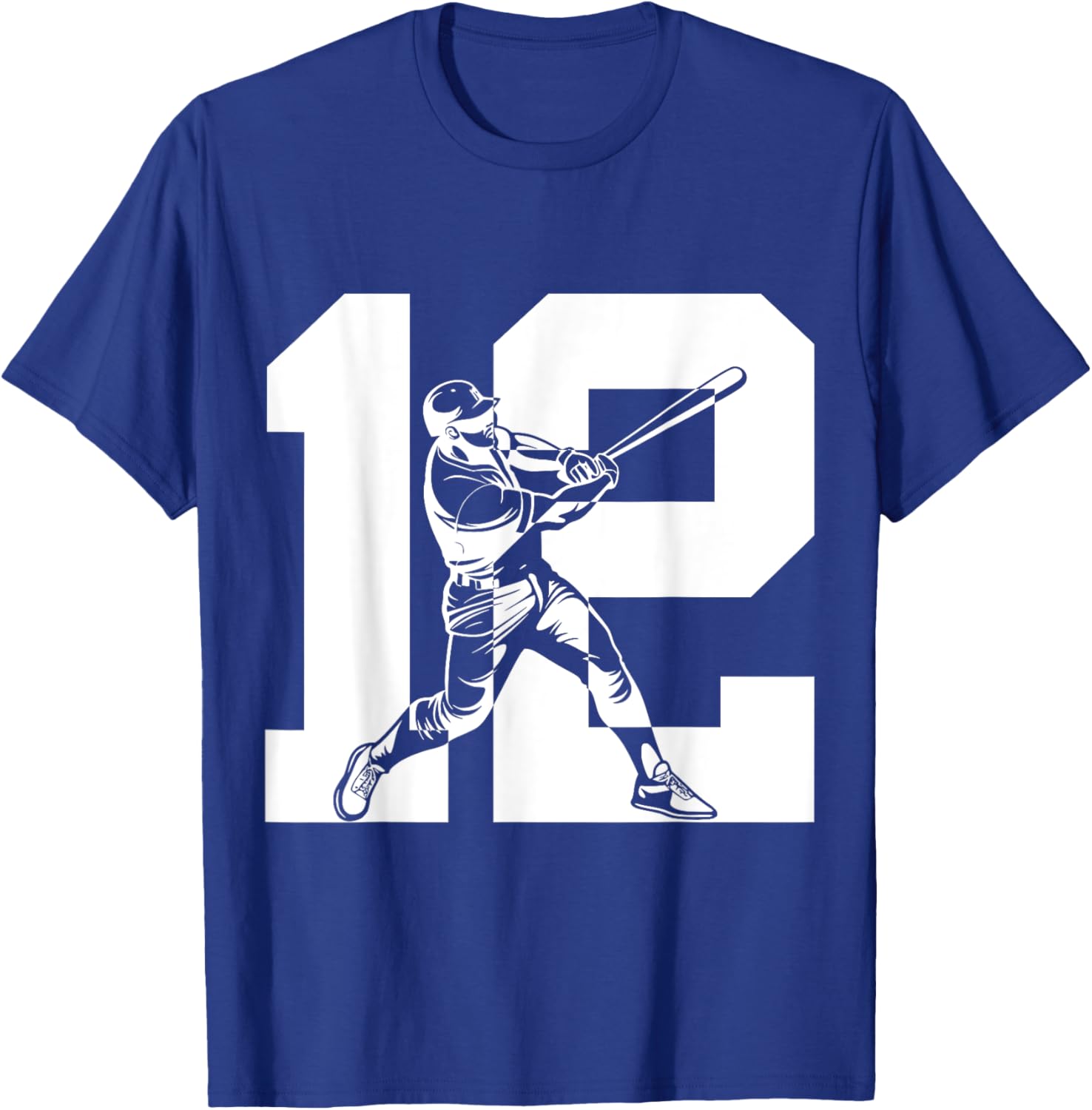 Number 12 Years Baseball 12th Birthday T-Shirt - T-Shirt | Royal