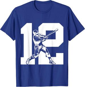 Number 12 Years Baseball 12th Birthday T-Shirt - T-Shirt | Royal
