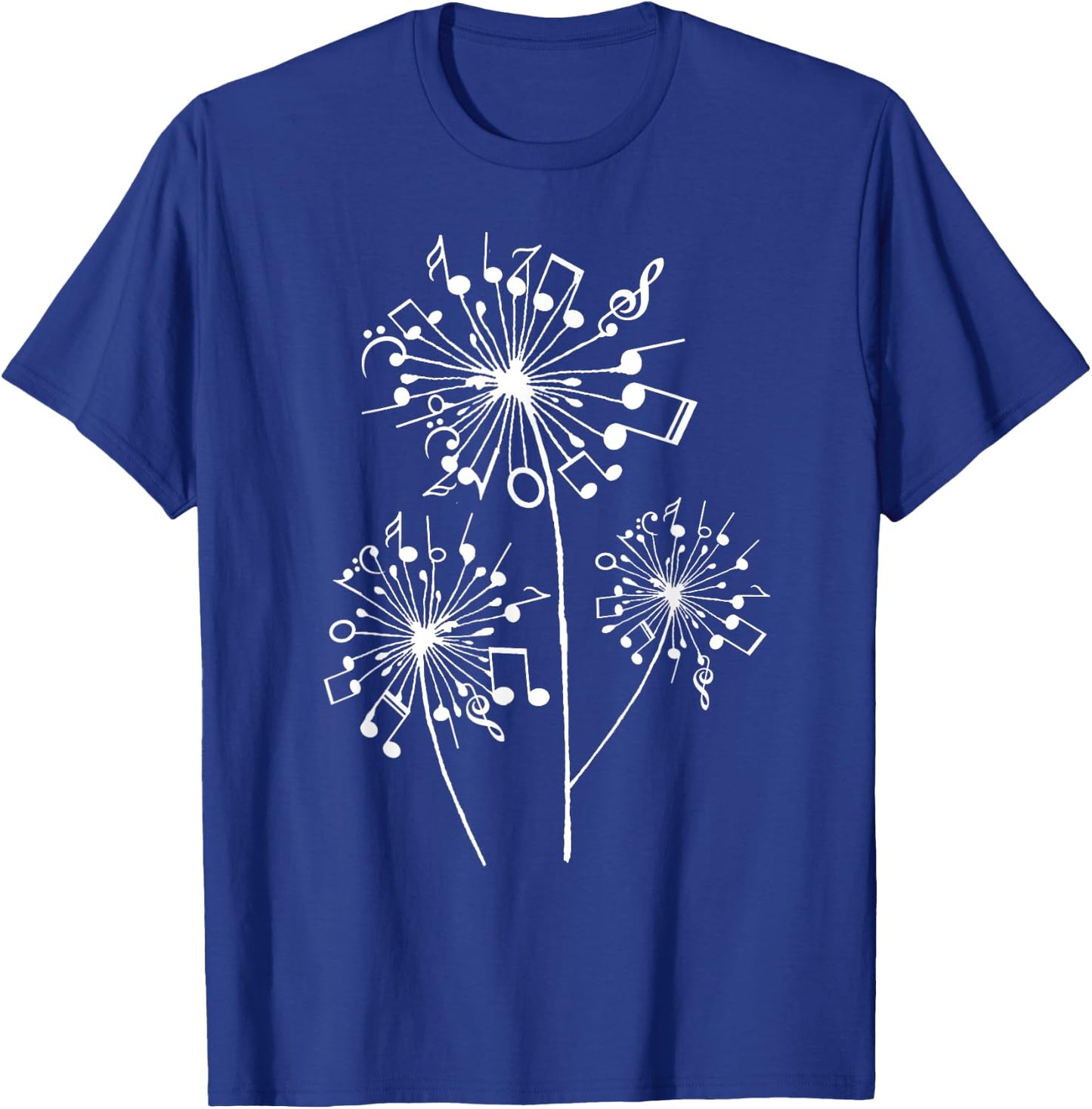 Funny Music Notes Gift Women Cool Dandelion Flower T-Shirt - T-Shirt | Royal