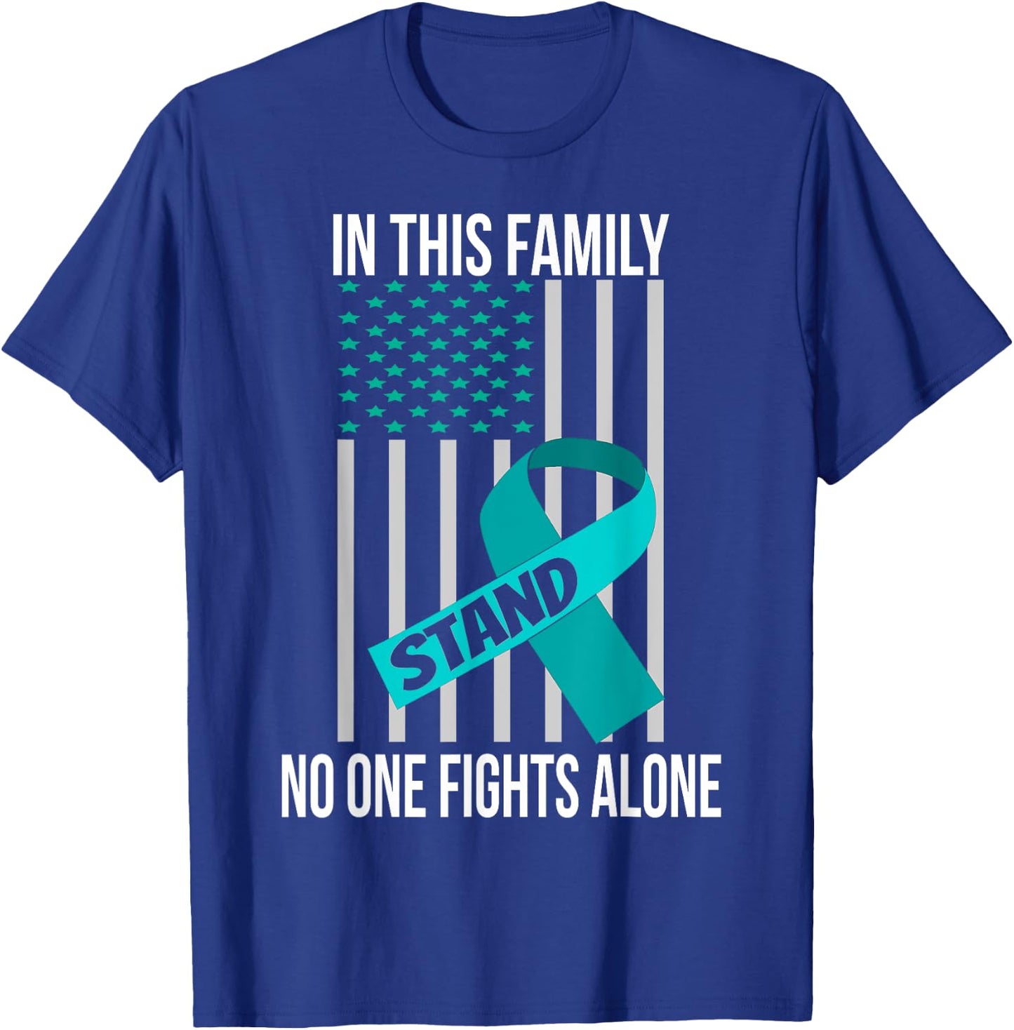USA Flag Sexual Assault Awareness Shirt Teal Ribbon Shirt T-Shirt - T-Shirt | Royal