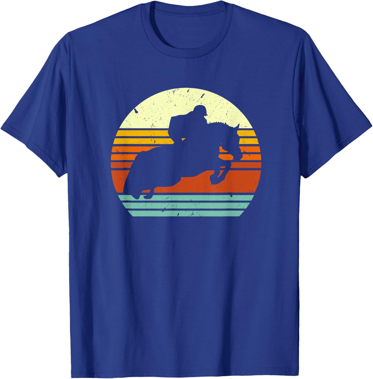 English Horse Show Jumping on Retro Sun Style T-Shirt - T-Shirt | Royal