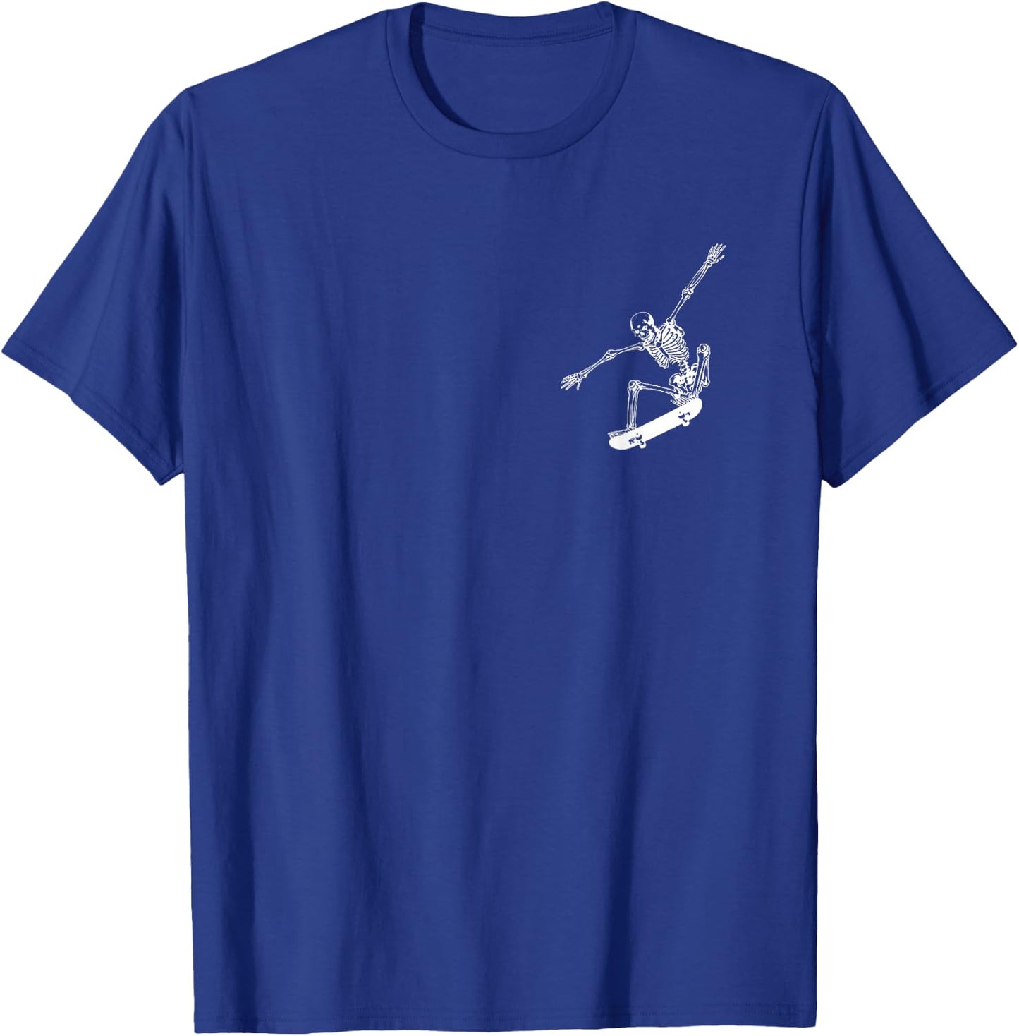 Skeleton Skateboard Skull Halloween Skateboarding Pocket T-Shirt - T-Shirt | Royal