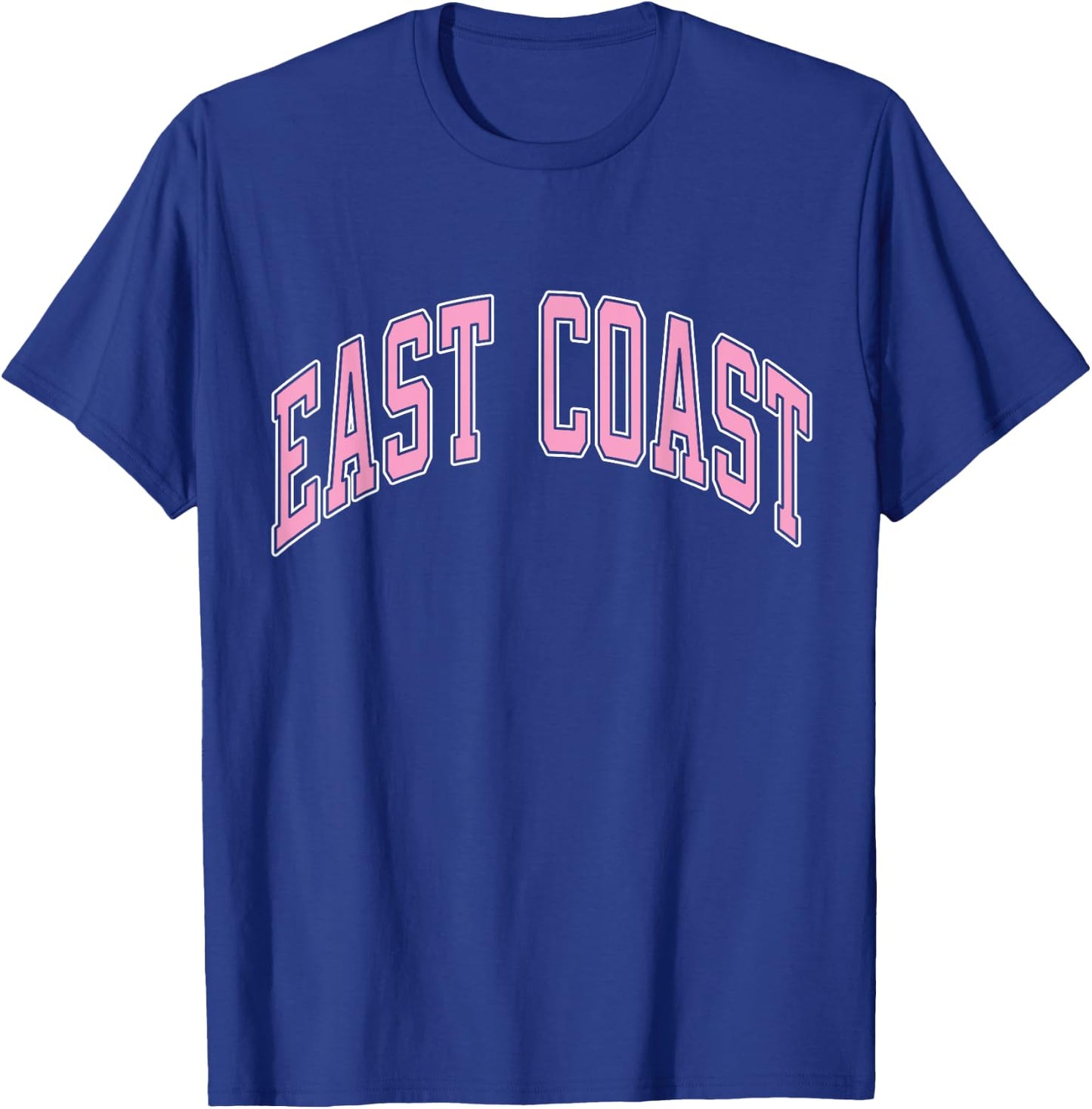 East Coast Varsity Style Pink Text T-Shirt - T-Shirt | Royal