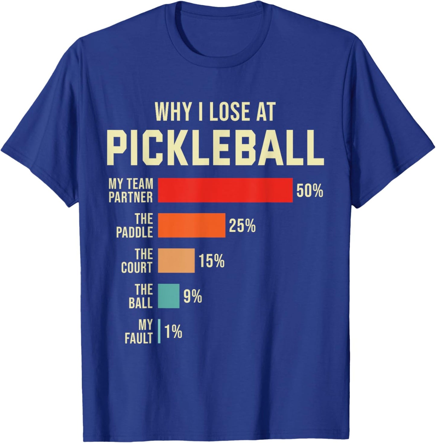Why I Lose at Pickleball Player Funny Pickleballers T-Shirt - T-Shirt | Royal