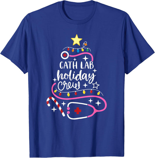 Cath Lab Holiday Crew Catheterization Lab Nurse Secretary T-Shirt - T-Shirt | Royal