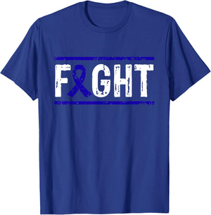 Rectal Cancer Awareness Fight Cancer Blue Ribbon T-Shirt - T-Shirt | Royal