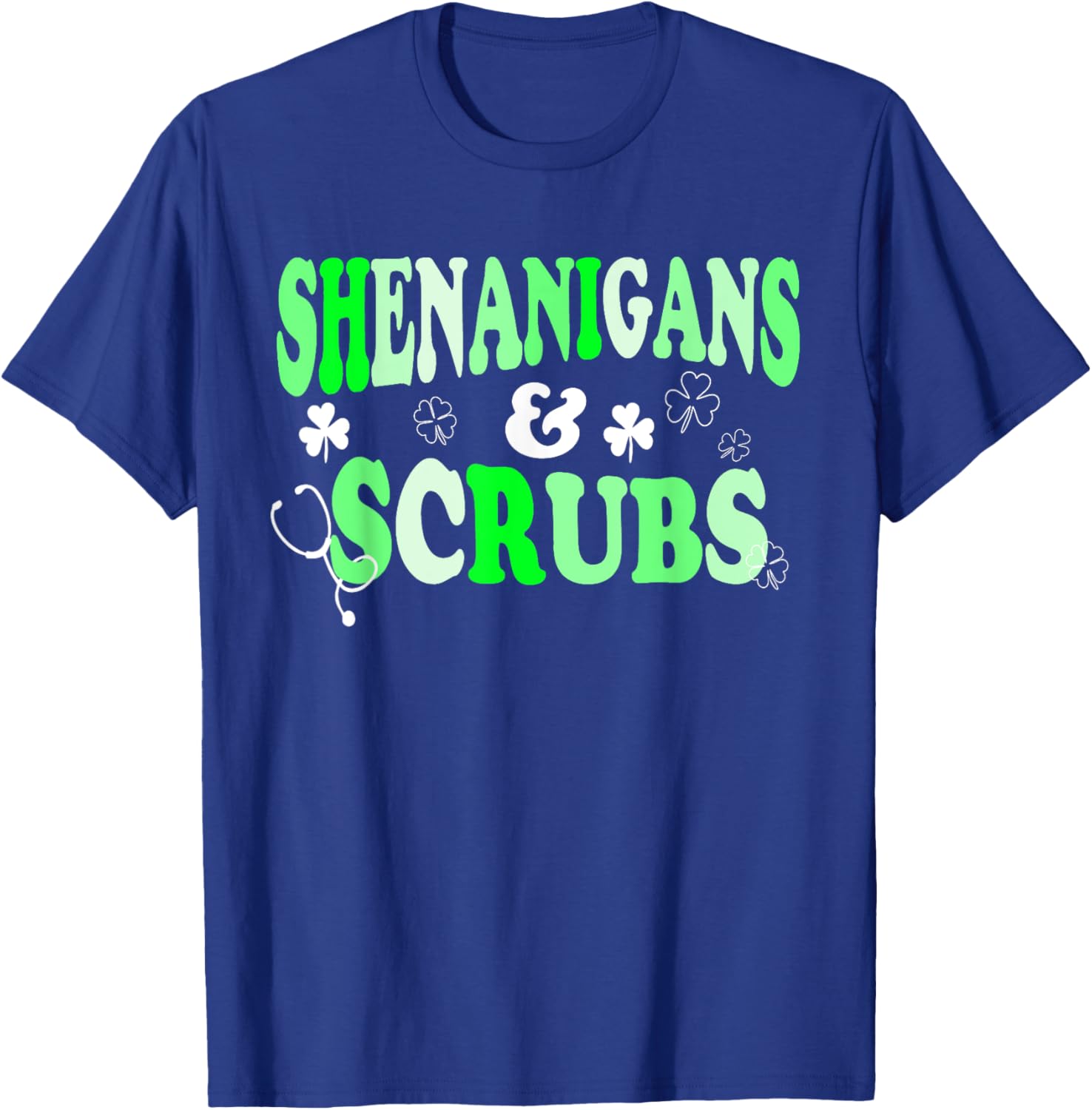 Nurse St Patricks Day Shenanigans and Scrubs Scrub Top T-Shirt - T-Shirt | Royal