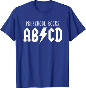 Preschool Rocks Teacher Back to School ABCD Rock First Day T-Shirt - T-Shirt | Royal