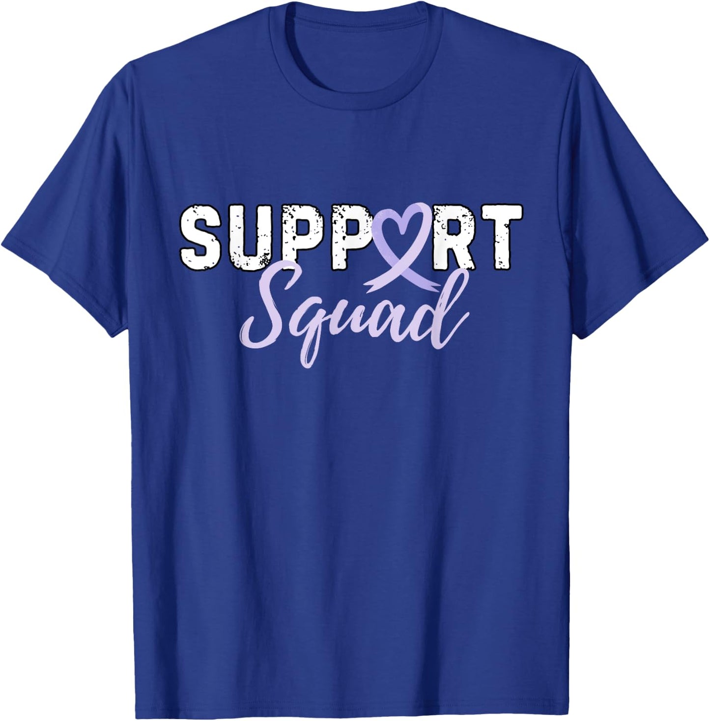 Support Squad Testicular Cancer Light Purple Ribbon Retro T-Shirt - T-Shirt | Royal