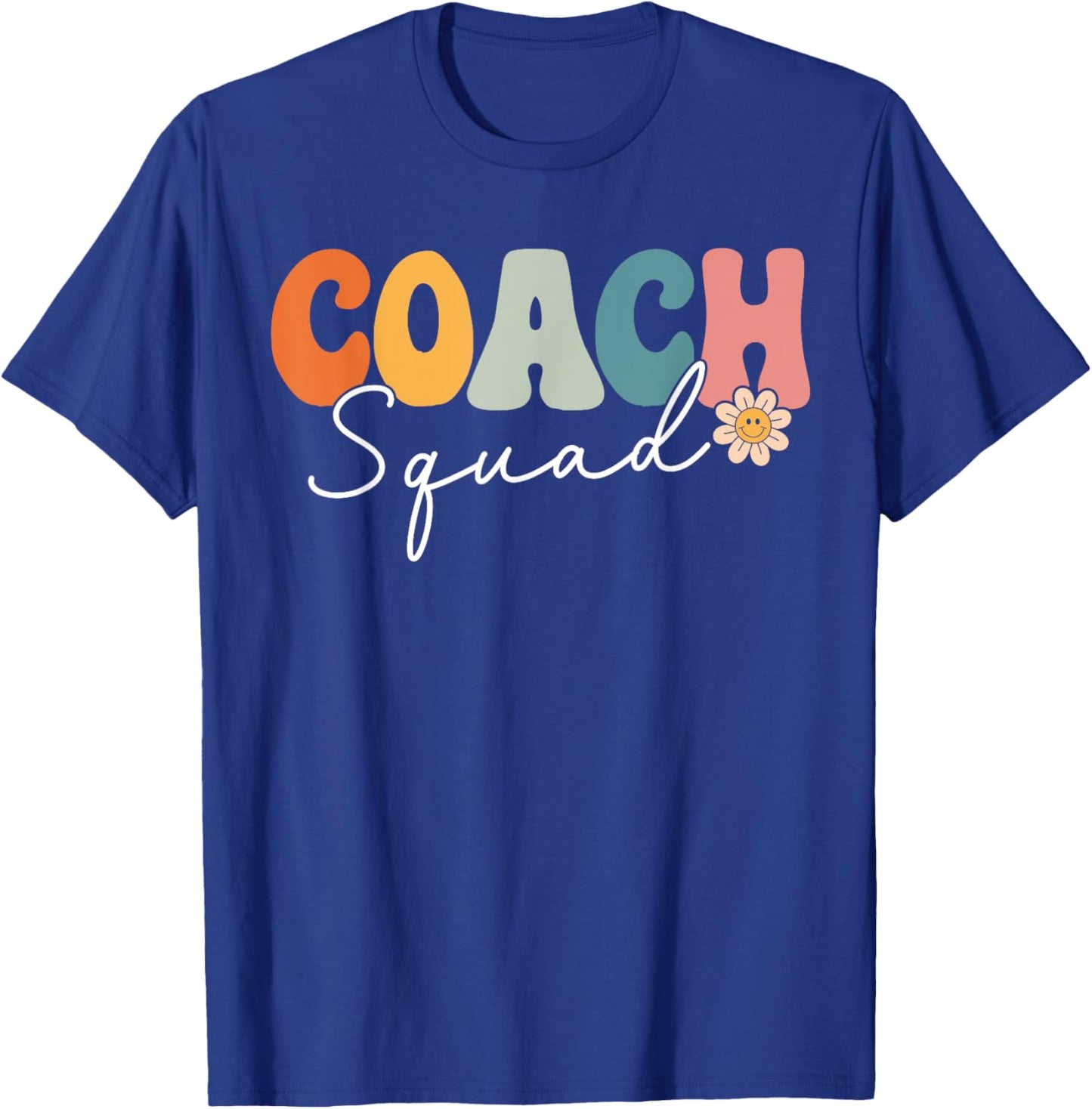Coach Squad Team Retro Groovy Vintage First Day Of School T-Shirt - T-Shirt | Royal