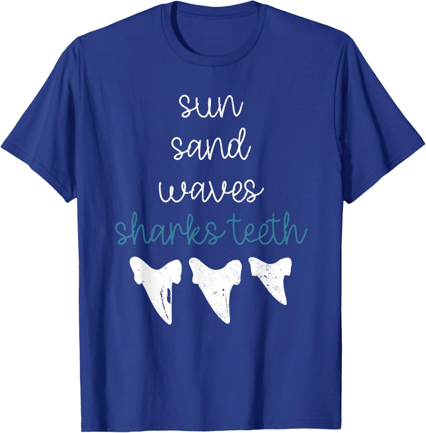 Sun Sand Waves Sharks Teeth Funny Shark Lover Grunge T-Shirt - T-Shirt | Royal