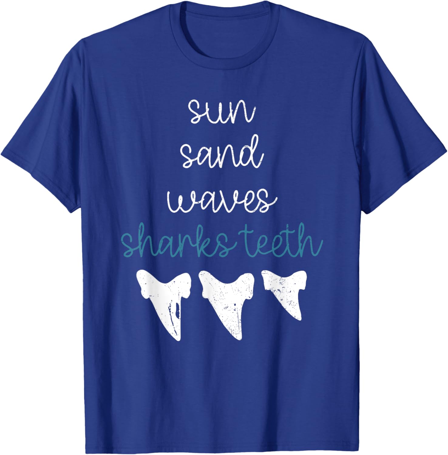 Sun Sand Waves Sharks Teeth Funny Shark Lover Grunge T-Shirt - T-Shirt | Royal