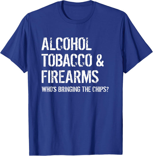 Alcohol Tobacco & Firearms T-Shirt - T-Shirt | Royal