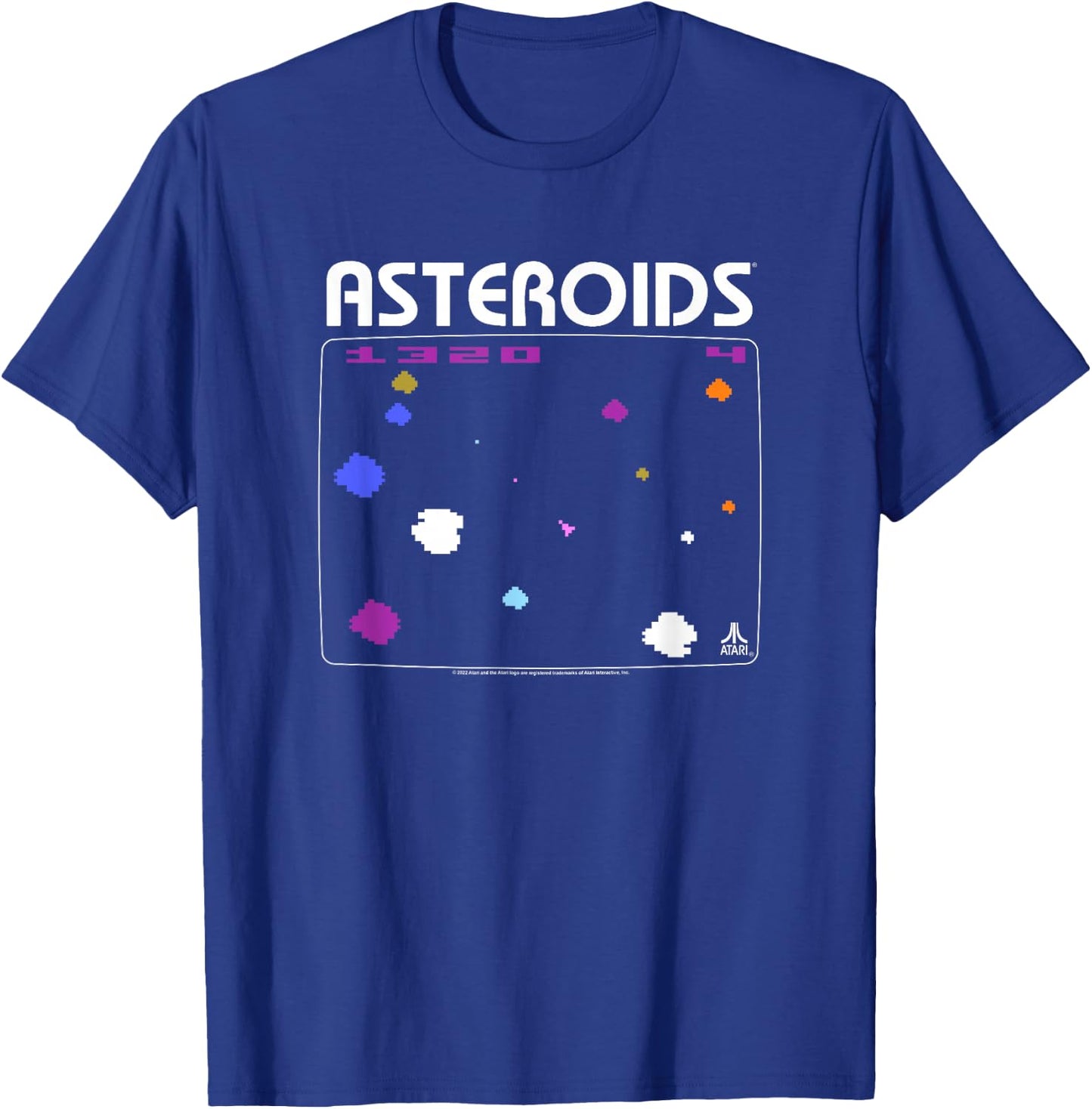Atari Asteroids Screen T-Shirt - T-Shirt | Royal