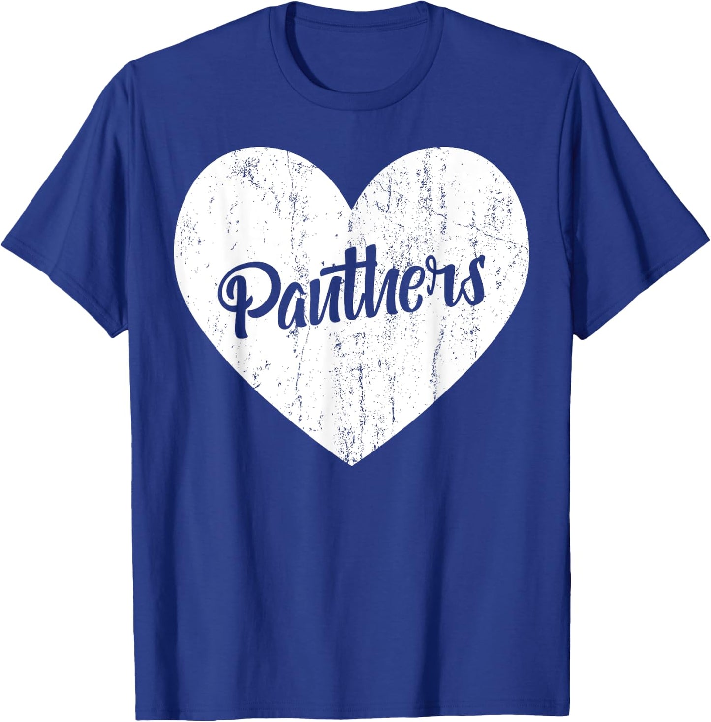 Panthers School Sports Fan Team Spirit Mascot Heart Gift T-Shirt - T-Shirt | Royal
