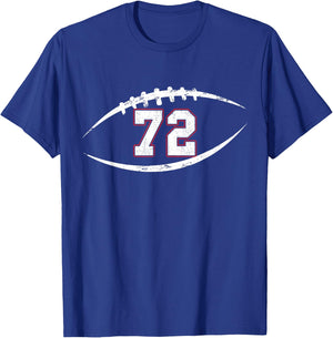 72 Number Vintage Football Player 72 Lucky Number Birthday T-Shirt - T-Shirt | Royal