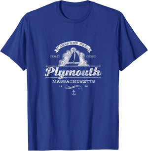 Plymouth MA Sailboat Vintage Nautical Throwback T-Shirt - T-Shirt | Royal