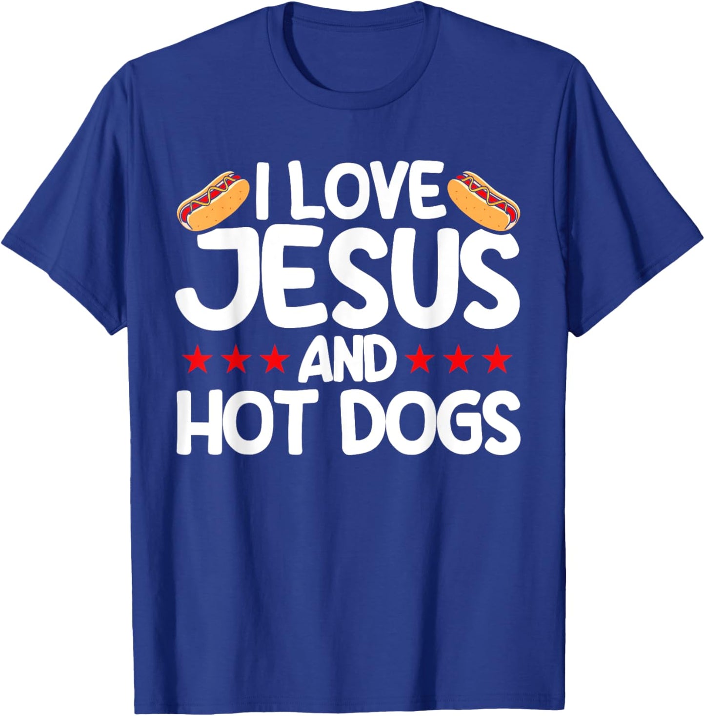 Hot Dog Adult I Love Jesus And Hot Dogs T-Shirt - T-Shirt | Royal